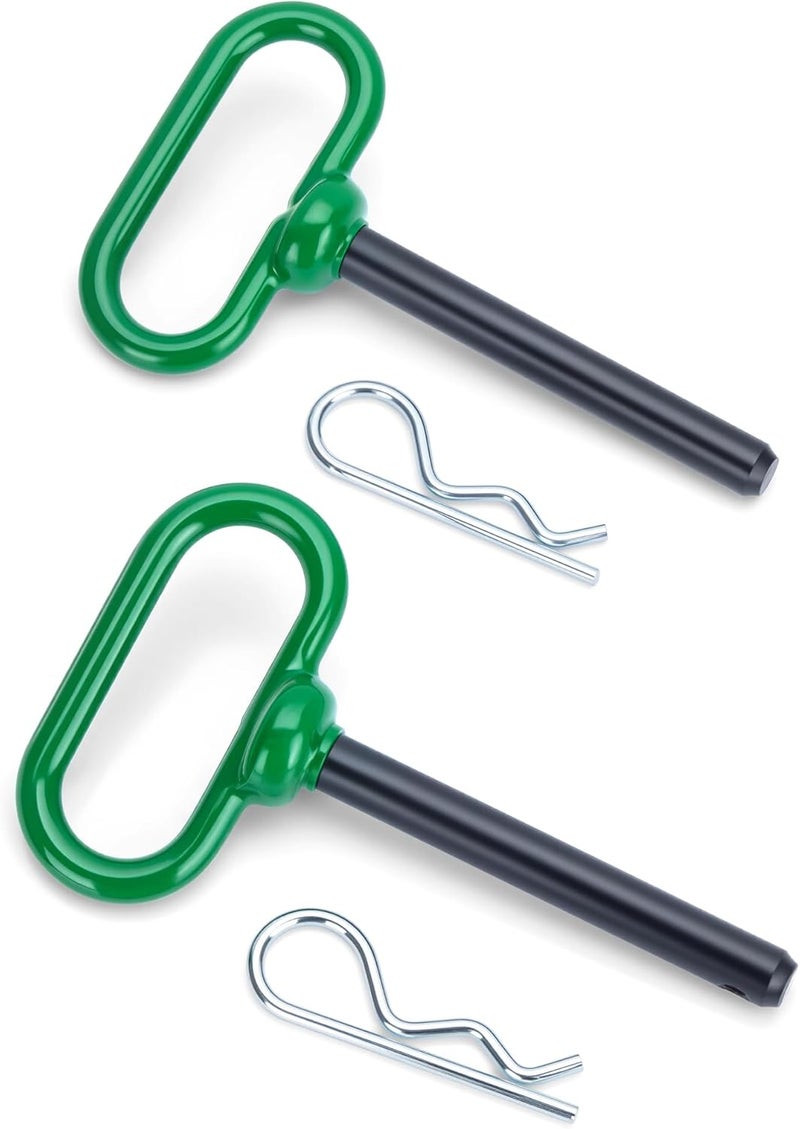 HOWBOW 1/2 inch Trailer Hitch Pin and Clip, 1/2 x 3-5/8 Inch Tow Hitch Pin Rubber Coated Green Handle Pin for Tractors, Towing, Lawn Mower, Golf Cart and ATV, Heavy Duty Gate Pin Accessories One-Handed - Image 1